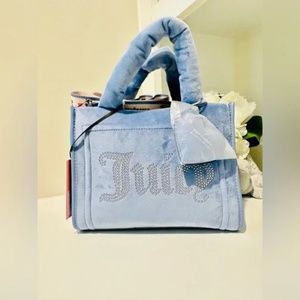 Juicy Couture Big Spender Mini Tote Purse Velour Slate Blue